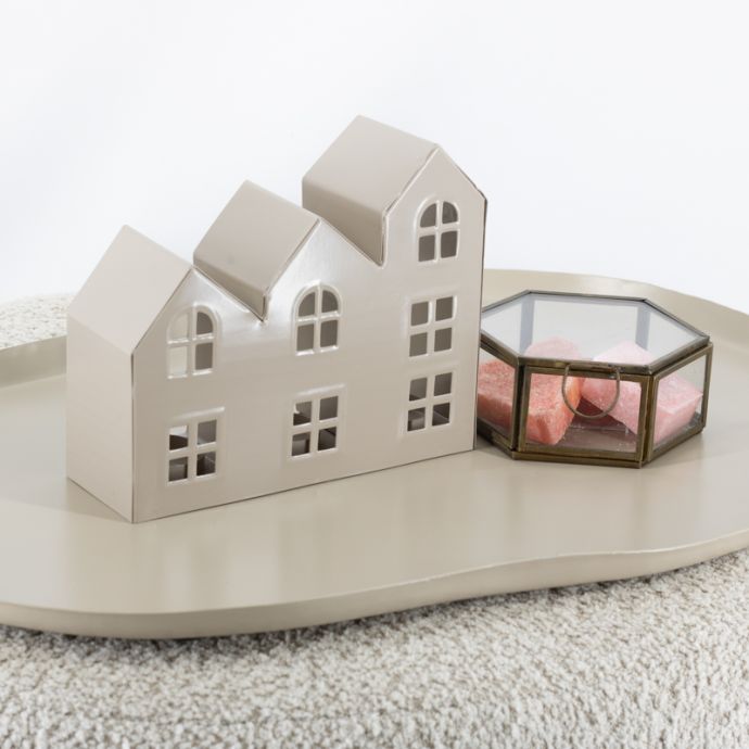Metalen windlicht huisjes sand