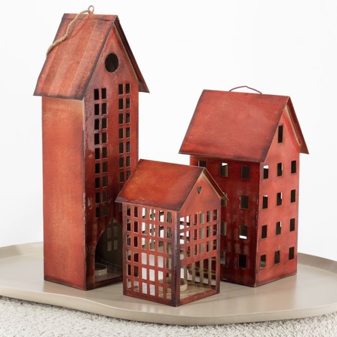 Metalen huisje waxinehouder sienna