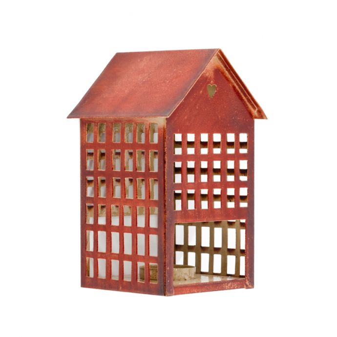 Metalen huisje waxinehouder sienna