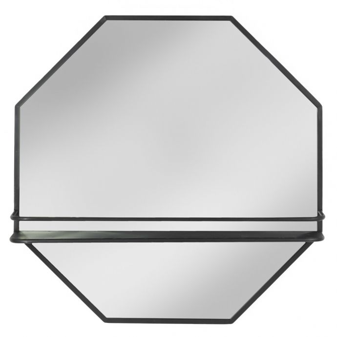 Octagon spiegel met rekje