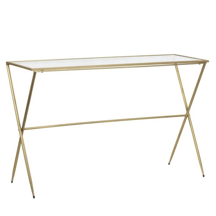 Sidetable metaal goud met glas 