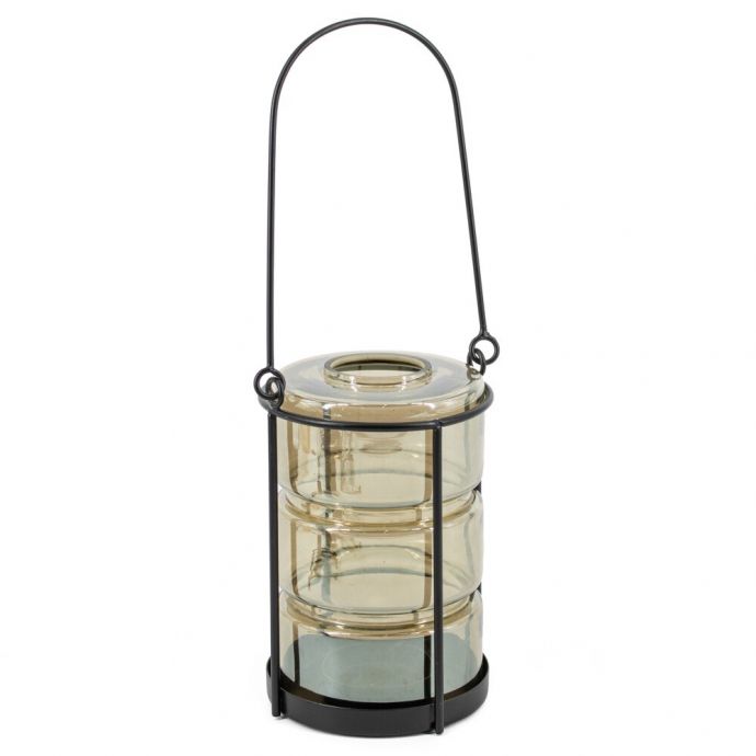 Windlicht met glas black smoke