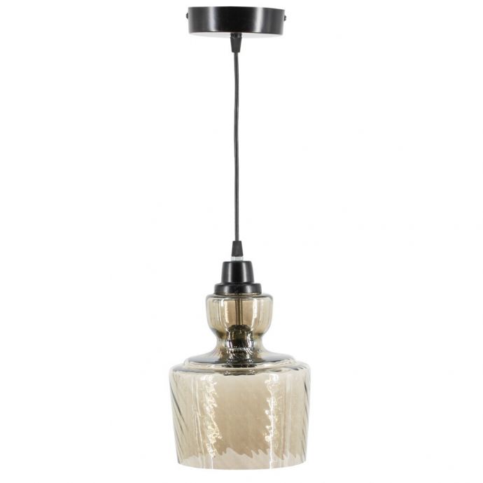 Hanglamp glas smoke/zwart