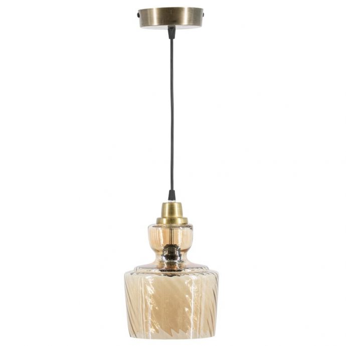 Hanglamp glas roest/goud