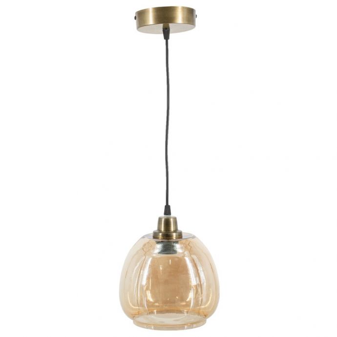 Hanglamp glas roest/goud