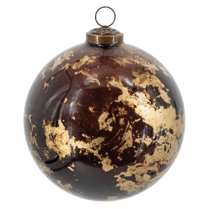 Glazen kerstbal brown marble