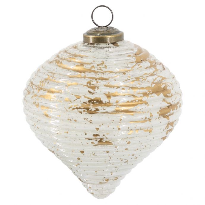 Glazen kerstbal white & gold