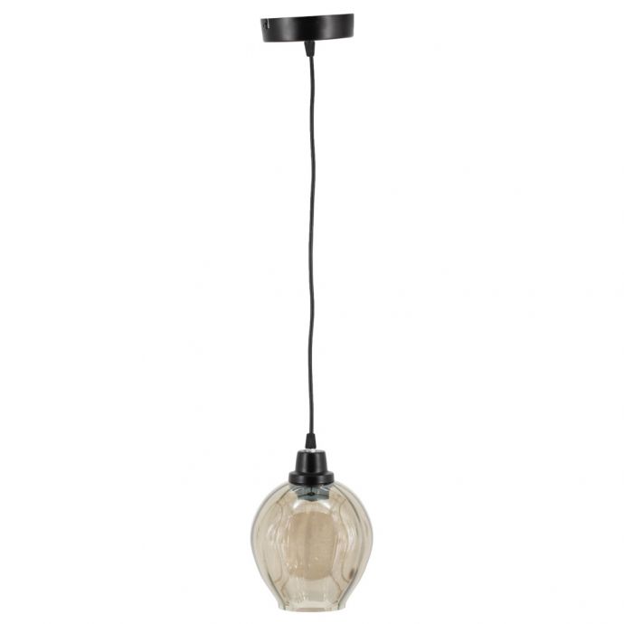 Hanglamp glas smoke/zwart