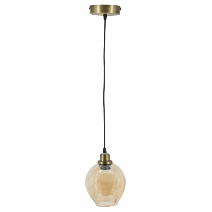 Hanglamp glas roest/goud