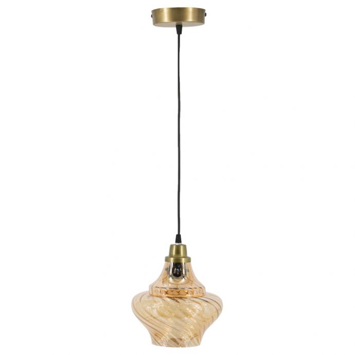 Hanglamp glas roest/goud