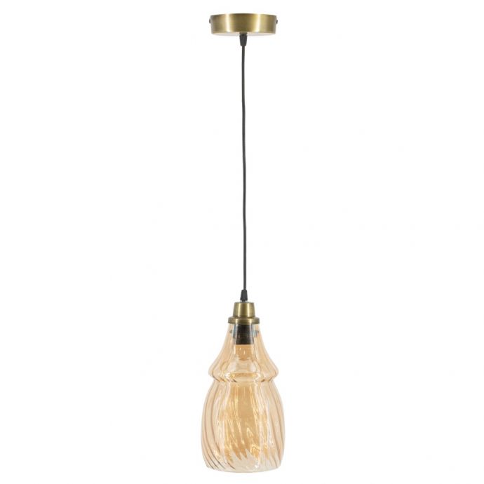 Hanglamp glas roest/goud