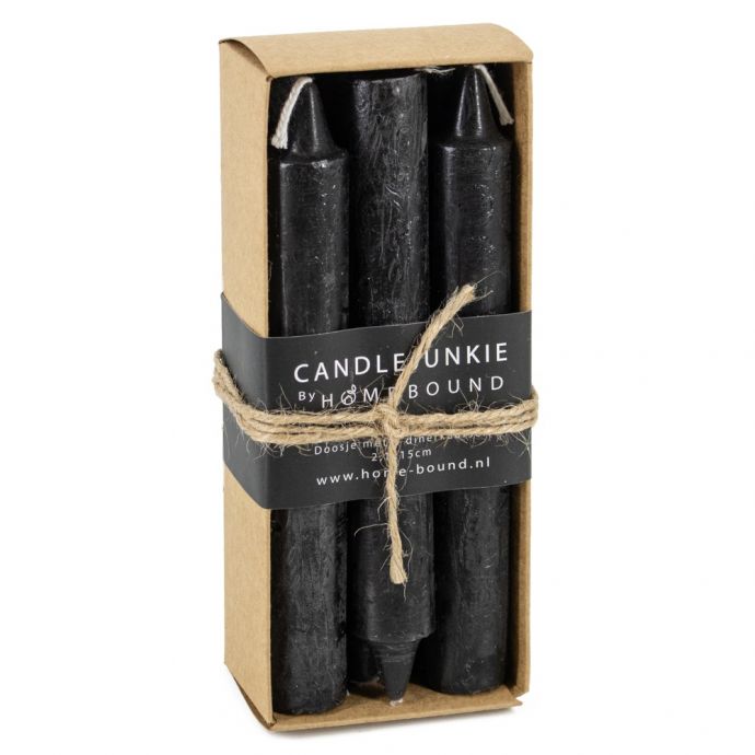 Candle Junkie doosje dinerkaarsen zwart