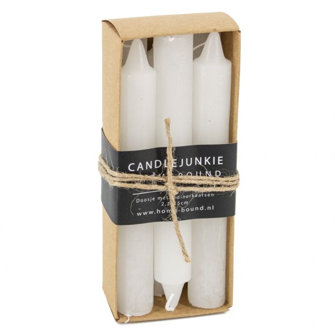 Candle Junkie doosje dinerkaarsen wit