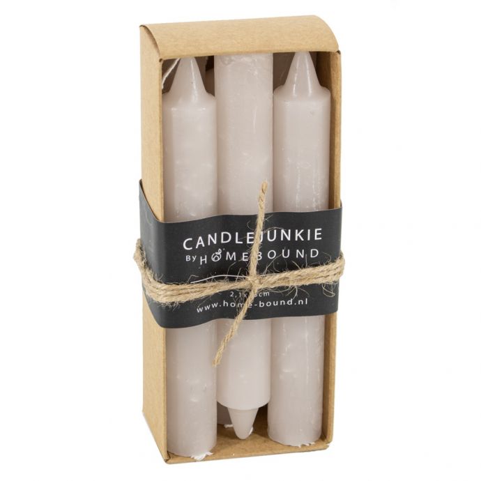 Candle Junkie doosje dinerkaarsen beige