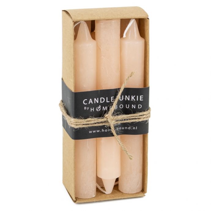 Candle Junkie doosje dinerkaarsen roze