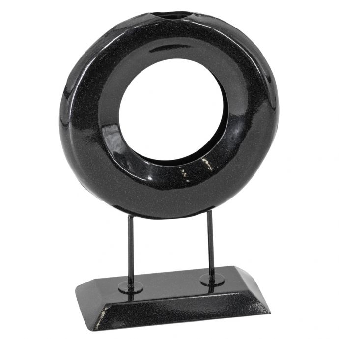 Ornament metaal donut black marble 