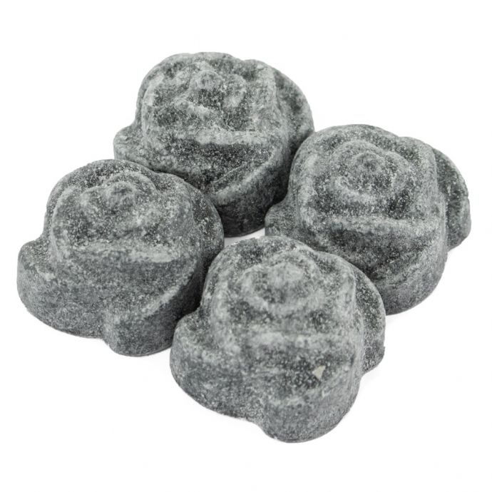 Organza zakje met 4x amberblokje roos ´Black Musk´