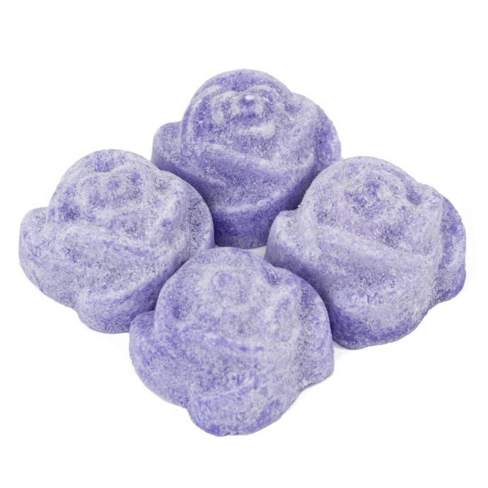 Organza zakje met 4x amberblokje roos ´Lavender´