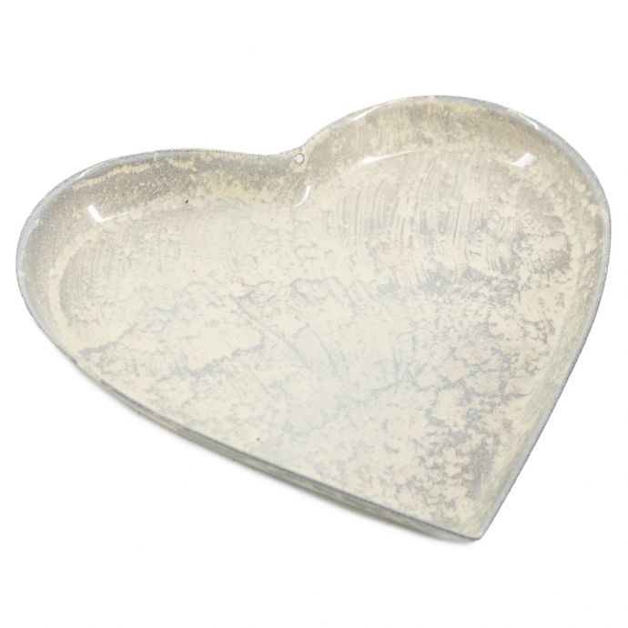 Metalen tray hart white marble 