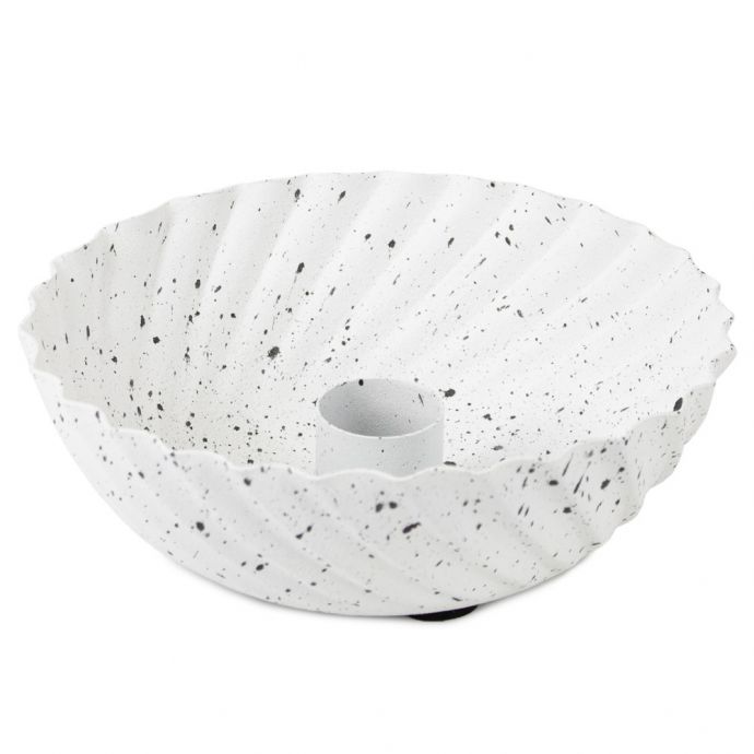 Metalen kaarsenstandaard bowl white dots