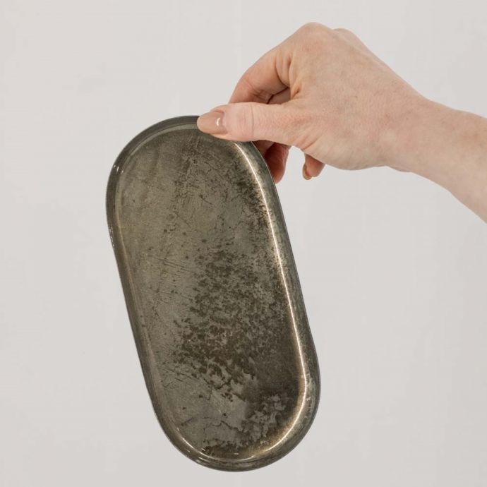 Metalen dienblad ovaal olive 