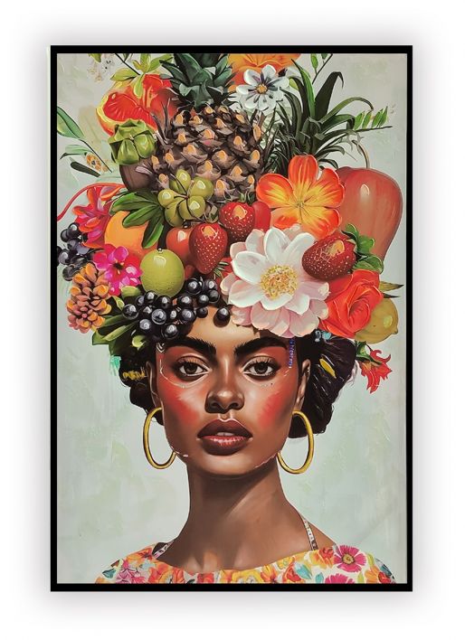 Schiderij vrouw fruit krans 