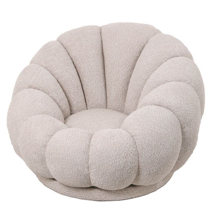 Draaifauteuil Poppy in bouclé zand