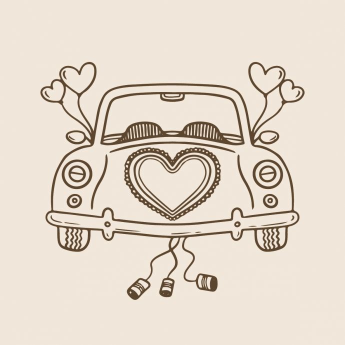 Tegeltje 'Just married auto'