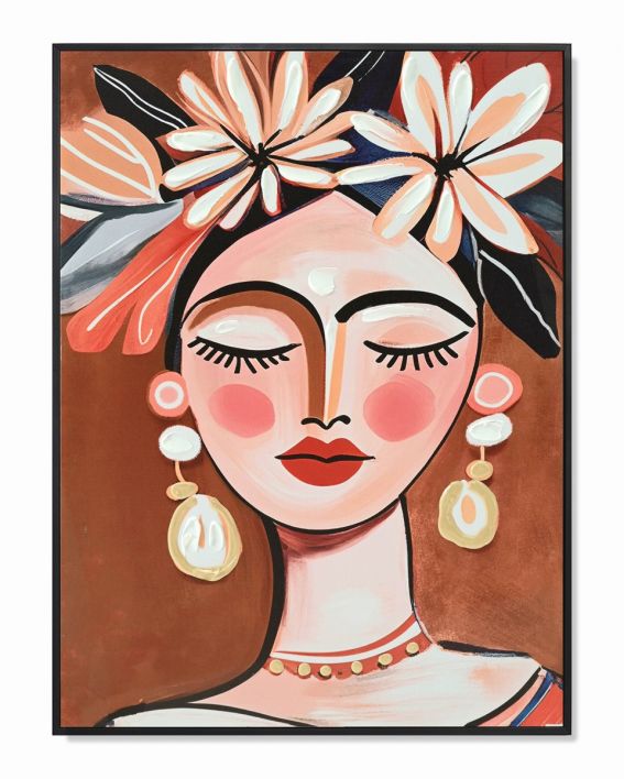 Schilderij vrouw met bloemen