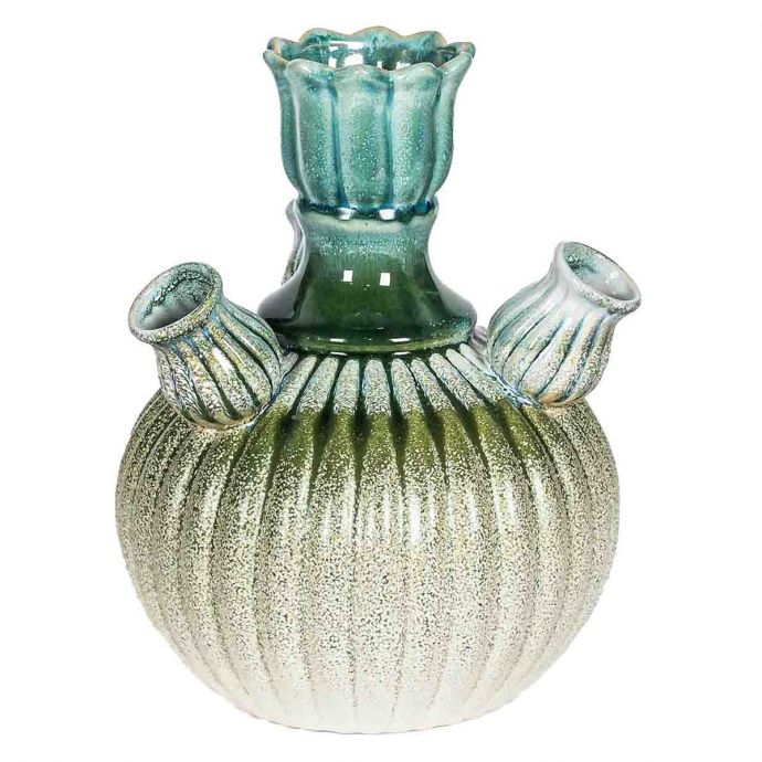 Aardewerk tulpenvaas blauw