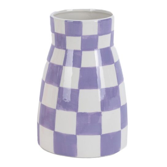 Aardewerk vaas check lilac