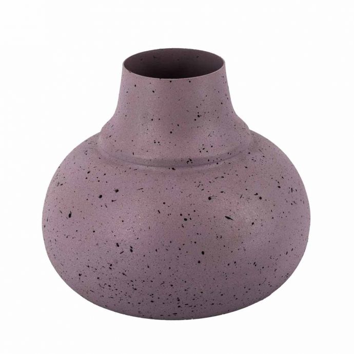 Metalen vaas lila dots 