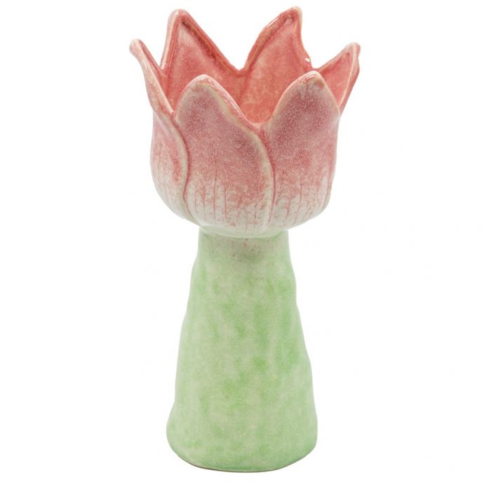 Aardewerk vaas tulp roze 
