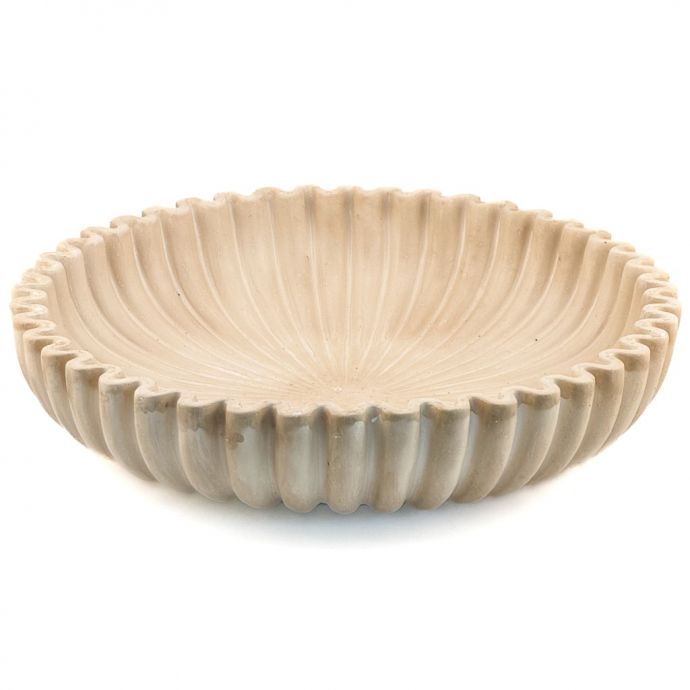Aardewerk tray ribbel beige