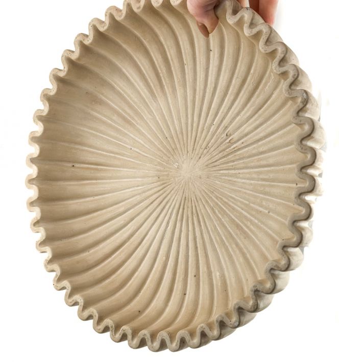 Aardewerk tray ribbel beige