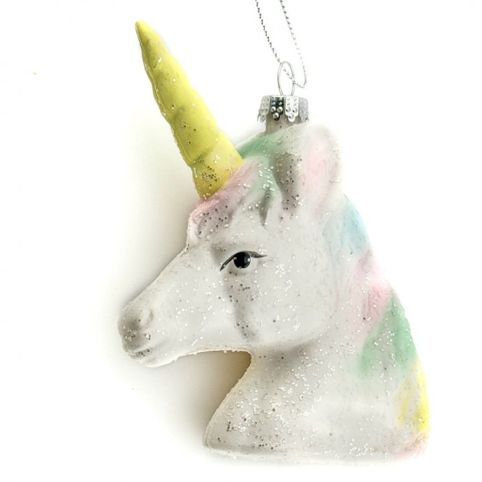 Kerstbal hanger unicorn pastel