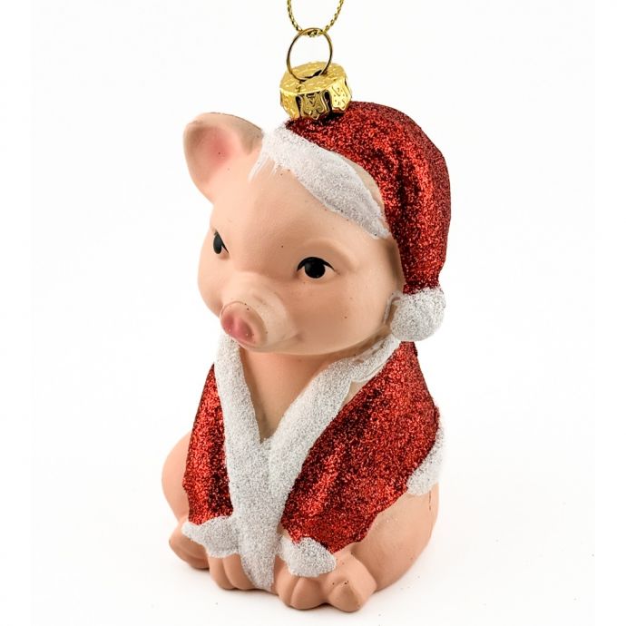 Kersthanger varkentje met kerstmuts
