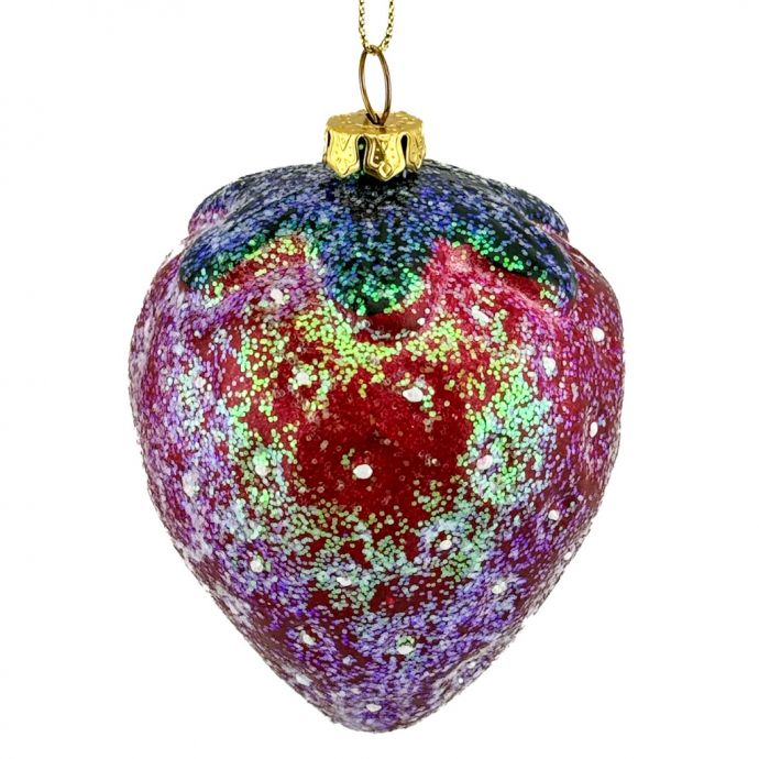 Kersthanger aardbei glitter