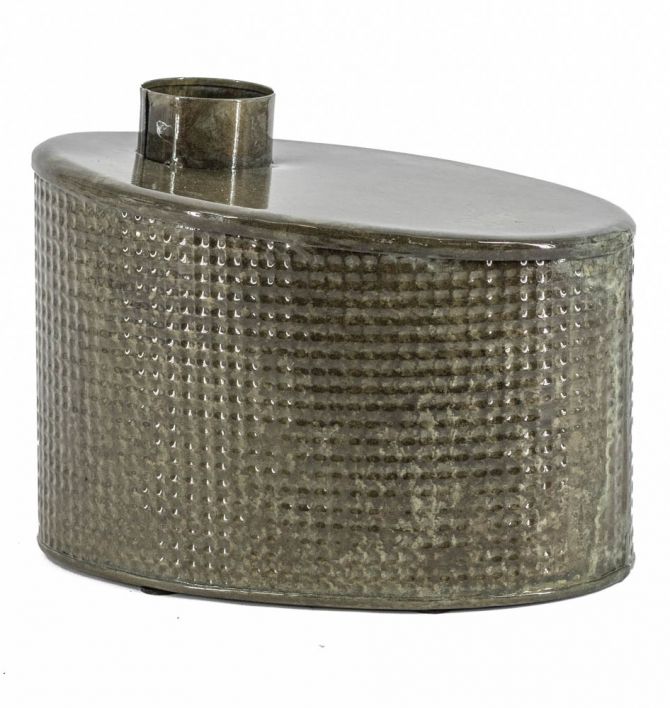 Metalen vaas ovaal olive stone