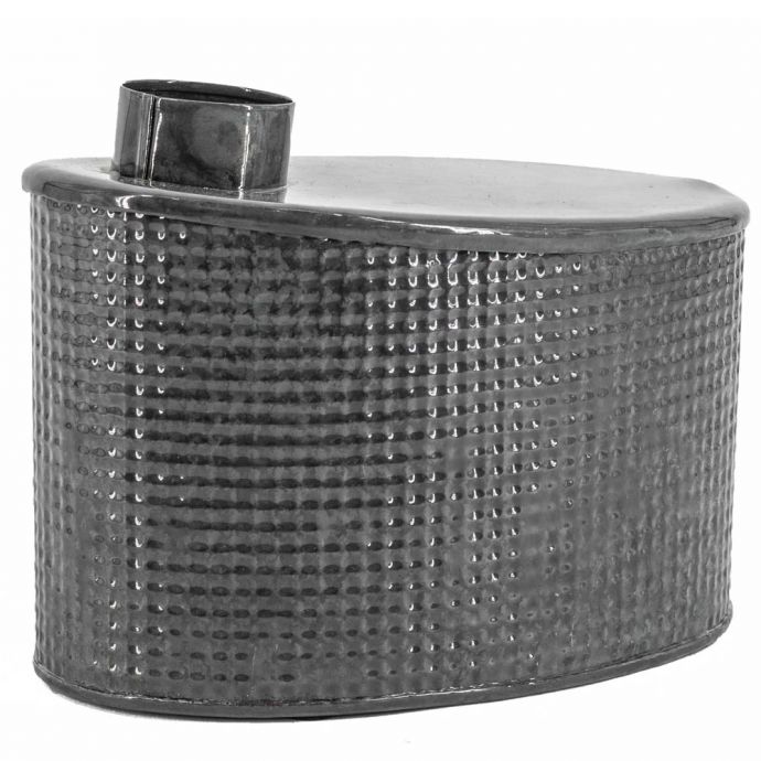Metalen vaas ovaal blue stone