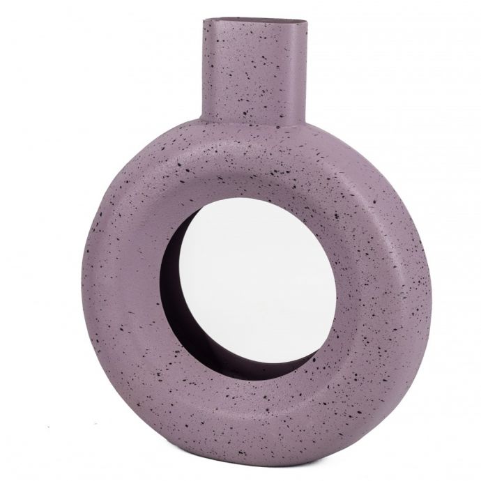 Metalen donut vaas lila dots