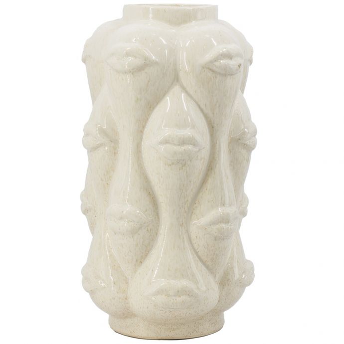 Aardewerk vaas lips beige