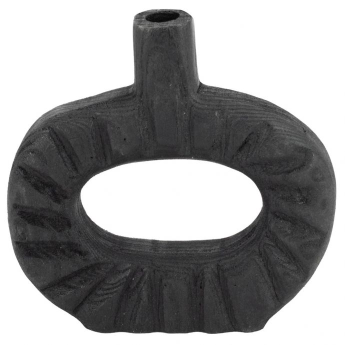 Houten donut vaas zwart