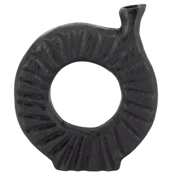 Houten donut vaas zwart