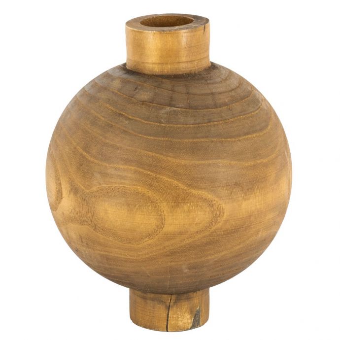 Houten ronde vaas walnut