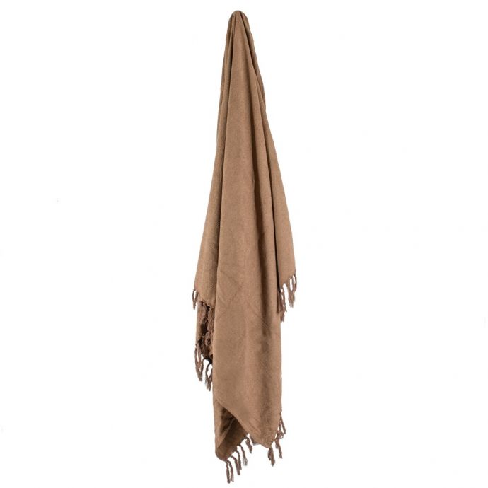 Plaid met franjes taupe