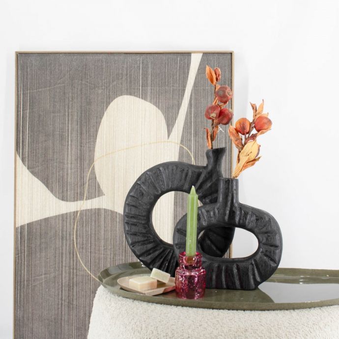 Houten donut vaas zwart