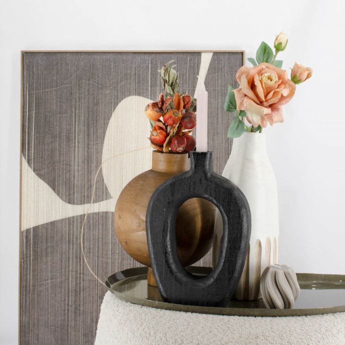 Houten ronde vaas walnut