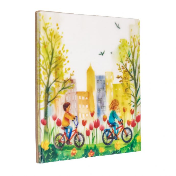Tegeltje - Fiets kinderen