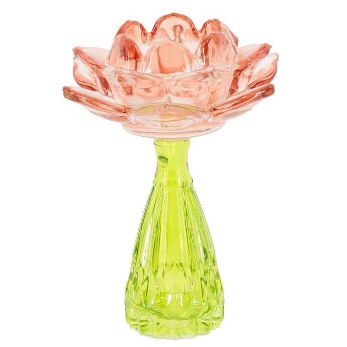 Waxinehouder bloem sandstone met groen